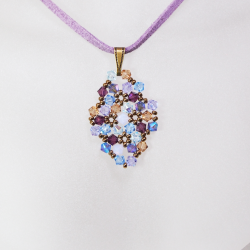 Pendant 40cm - Shea Rhombus S-Mauve Suedine - Pendant 40cm - Laiton bronze